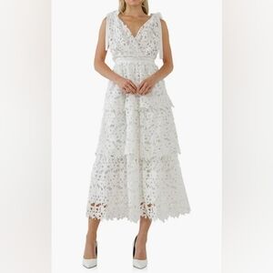 Endles Rose Romantic White Floral Lace Tiered Dress